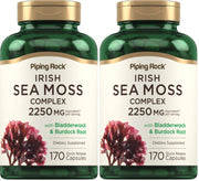 Piping Rock Irish Sea Moss Capsules bottle; convenient daily supplement for energy and vitality.