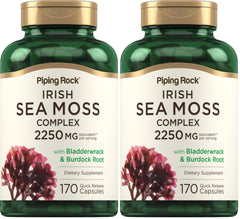 Piping Rock Irish Sea Moss Capsules bottle; convenient daily supplement for energy and vitality.