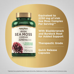 Piping Rock Irish Sea Moss Capsules gluten-free sign; suitable for gluten-free diets.