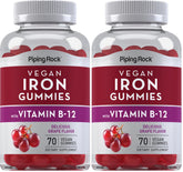 Piping Rock Iron Gummies grape bottle shows high-potency iron for daily nutrition.