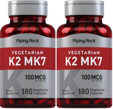 Piping Rock K2 MK7 bottle label highlighting brand trust and clear ingredients.