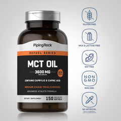 Piping Rock MCT oil softgels, keto-friendly support for low-carb lifestyles.
