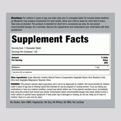 Piping Rock Kids Melatonin 1mg chewables close-up for easy bedtime snack