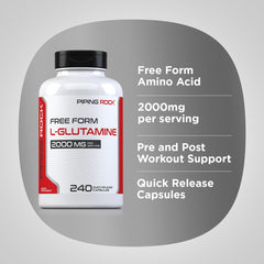 Piping Rock L-Glutamine label design featuring free-form amino acid.