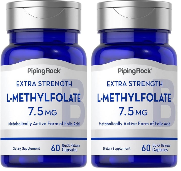Piping Rock L-Methylfolate 7.5 mg bottle front for daily folate support.