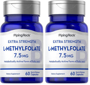 Piping Rock L-Methylfolate 7.5 mg bottle front for daily folate support.