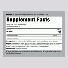Piping Rock Liposomal Glutathione softgels closeup showing quick-release capsules