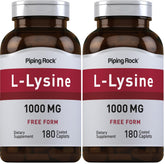 Piping Rock L-Lysine 1000mg bottle with easy-to-swallow caplets