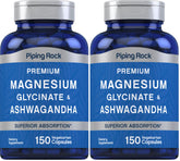 Piping Rock Magnesium Glycinate and Ashwagandha bottle supports daily calm and muscle comfort
