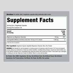 Piping Rock Magnesium Glycinate and Ashwagandha capsules offer easy intake for relaxation