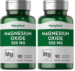 Piping Rock Magnesium Oxide capsules bottle front for daily mineral support.