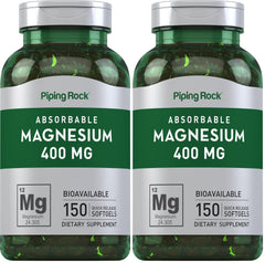 Piping Rock Magnesium Softgels bottle front — supports daily mineral intake with 400 mg per softgel