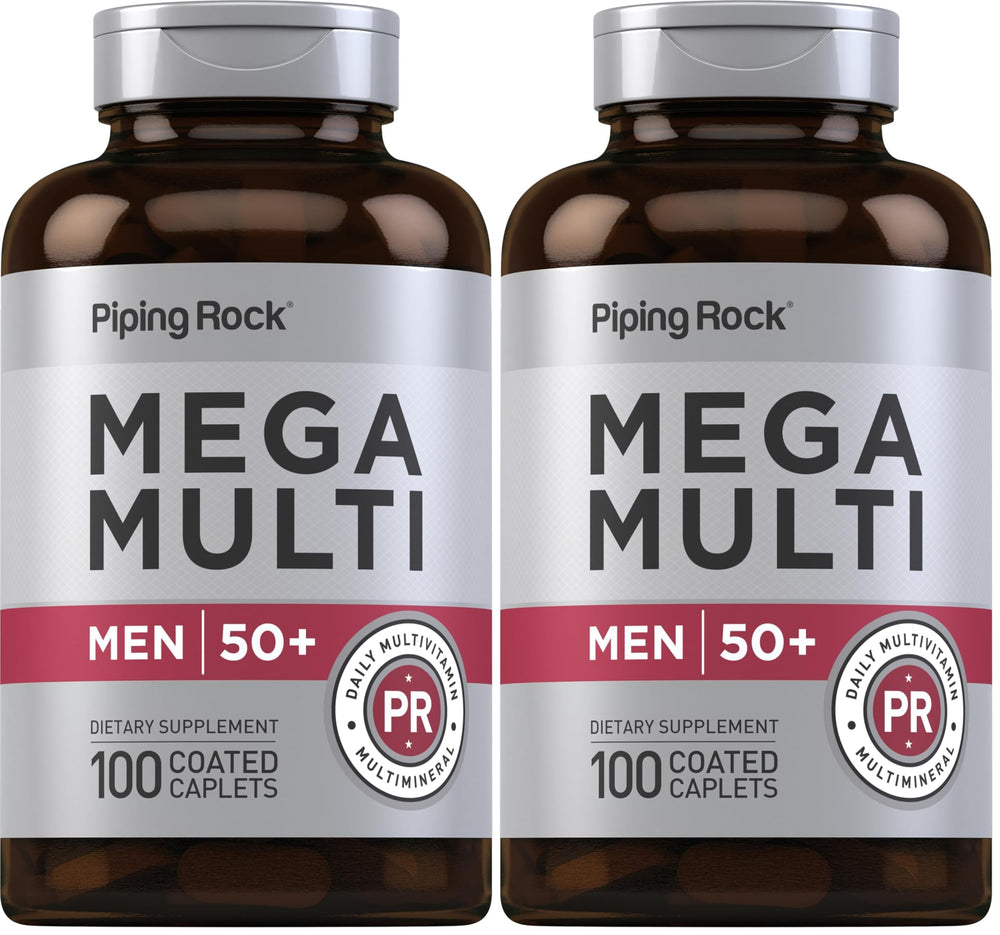 Piping Rock Men 50+ Multivitamin bottle front supports daily wellness