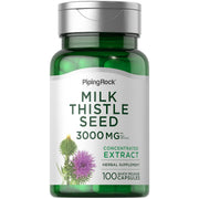 Piping Rock Milk Thistle 3000mg bottle front view highlights potency for daily use