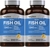 Piping Rock Mini Fish Oil bottle with 1340mg formula for easy daily omega-3