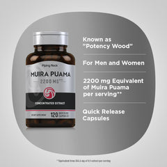 Piping Rock Muira Puama root label close-up confirms trusted ingredients.