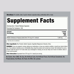 Piping Rock Mullein Leaf Extract capsules designed for easy, consistent dosing.