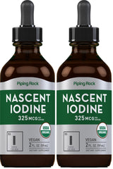 Piping Rock Nascent Iodine Drops Organic bottle front view for easy daily dosing.
