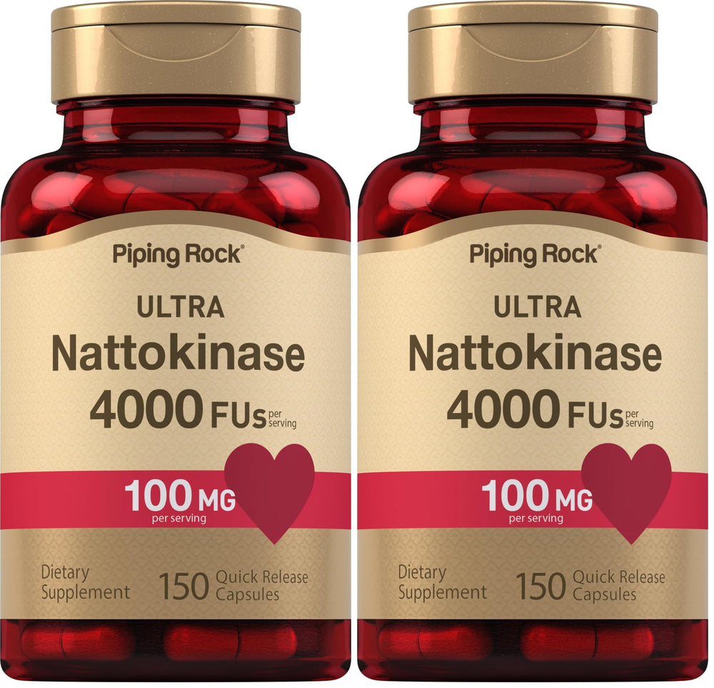 Piping Rock nattokinase 4000 FU bottle view for easy daily use