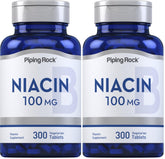 Piping Rock Niacin 100mg bottle front view with label for daily wellness