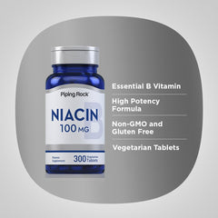 Label detail on Piping Rock Niacin 100mg bottle highlights purity