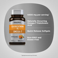 Laboratory-tested seal on Piping Rock sea buckthorn oil capsules box.