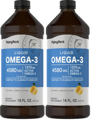 Piping Rock Omega-3 fish oil liquid bottle with mercury-free purification for clean taste