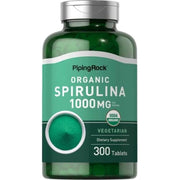 Piping Rock Organic Spirulina bottle with 300 tablets for daily vegetarian support.