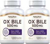 Piping Rock Ox Bile 500mg bottle with quick-release capsules for daily digestion support