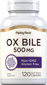 Piping Rock Ox Bile bottle and label ready for daily digestive support