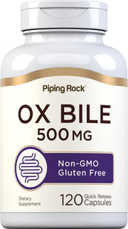 Piping Rock Ox Bile bottle and label ready for daily digestive support