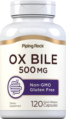 Piping Rock Ox Bile bottle and label ready for daily digestive support