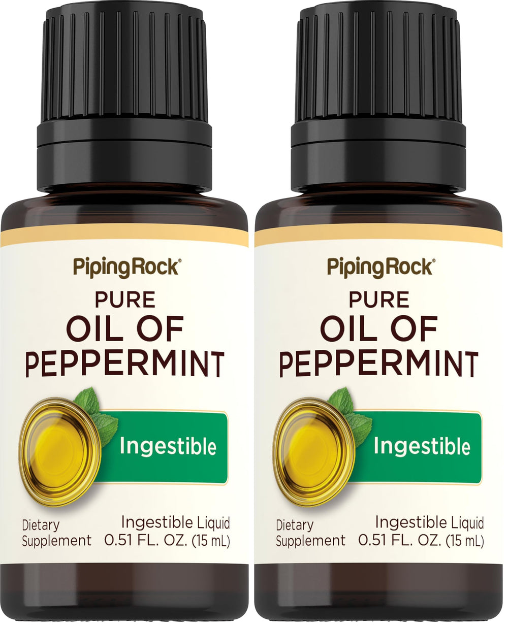 Piping Rock Peppermint Oil 15ml bottle front view for easy flavoring