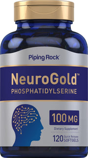 Piping Rock Phosphatidylserine bottle with NeuroGold formula for daily brain wellness.