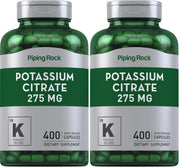 Piping Rock Potassium Citrate 275 mg bottle closeup highlighting purity and potency.
