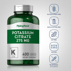 Piping Rock Potassium Citrate capsules dispense angle highlights easy swallow.