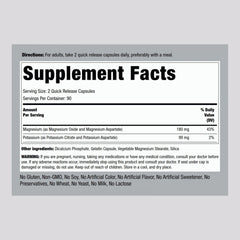 Piping Rock Potassium Magnesium Aspartate label close-up showing trusted ingredients for daily wellness.
