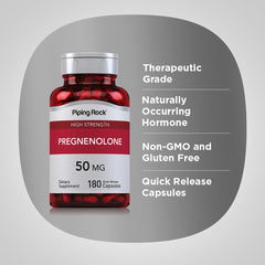 Piping Rock Pregnenolone 50 mg ingredients label signaling transparent sourcing.