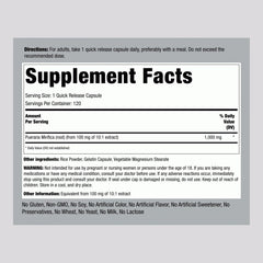 Piping Rock Pueraria Mirifica capsules package highlights gluten-free, non-GMO formulation
