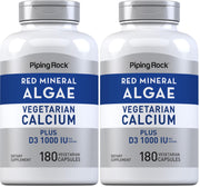 Piping Rock Red Mineral Algae bottle with plant-based minerals for daily use.