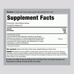 Piping Rock Resveratrol Complex capsules ready for daily use in a convenient bottle.