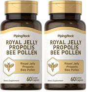 Piping Rock Royal Jelly Propolis Bee Pollen bottle featuring daily wellness caplets