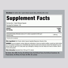 Piping Rock Sarsaparilla Root Capsules label closeup highlights purity and potency.