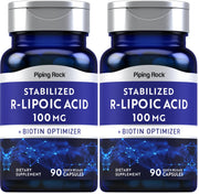 Piping Rock Stabilized R-Lipoic Acid 100mg bottle for premium antioxidant support