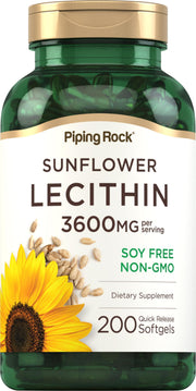 Piping Rock Sunflower Lecithin softgel bottle front for daily support.