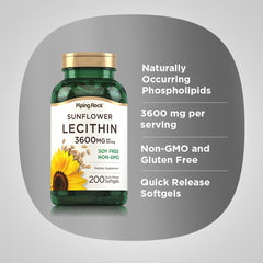 Piping Rock Sunflower Lecithin packaging image highlighting gluten-free claim.