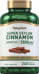 Piping Rock Super Ceylon Cinnamon Complex bottle label shows premium formula.