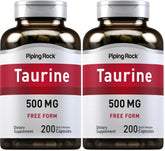 Piping Rock Taurine bottle, 500 mg capsules, for convenient daily use.