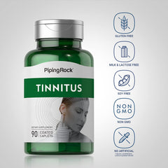 Piping Rock tinnitus supplement caplets visible and easy to swallow.