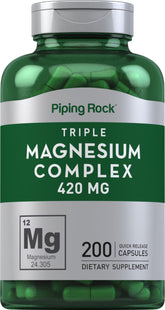 Piping Rock Triple Magnesium Complex bottle with capsules for daily wellness.